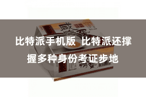 比特派手机版  比特派还撑握多种身份考证步地